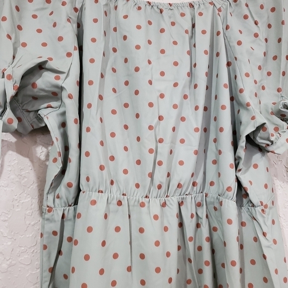 NWT Short Sleeve Ruffle Green Polka-dot Dress XL - Picture 8 of 13